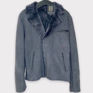 NWT Brett Johnson (M) Collection Lambskin Leather Shearling Moto Jacket Coat